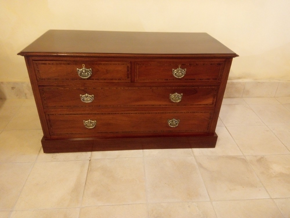 Super clean Mahogany inlaid chest circa 1900 View II