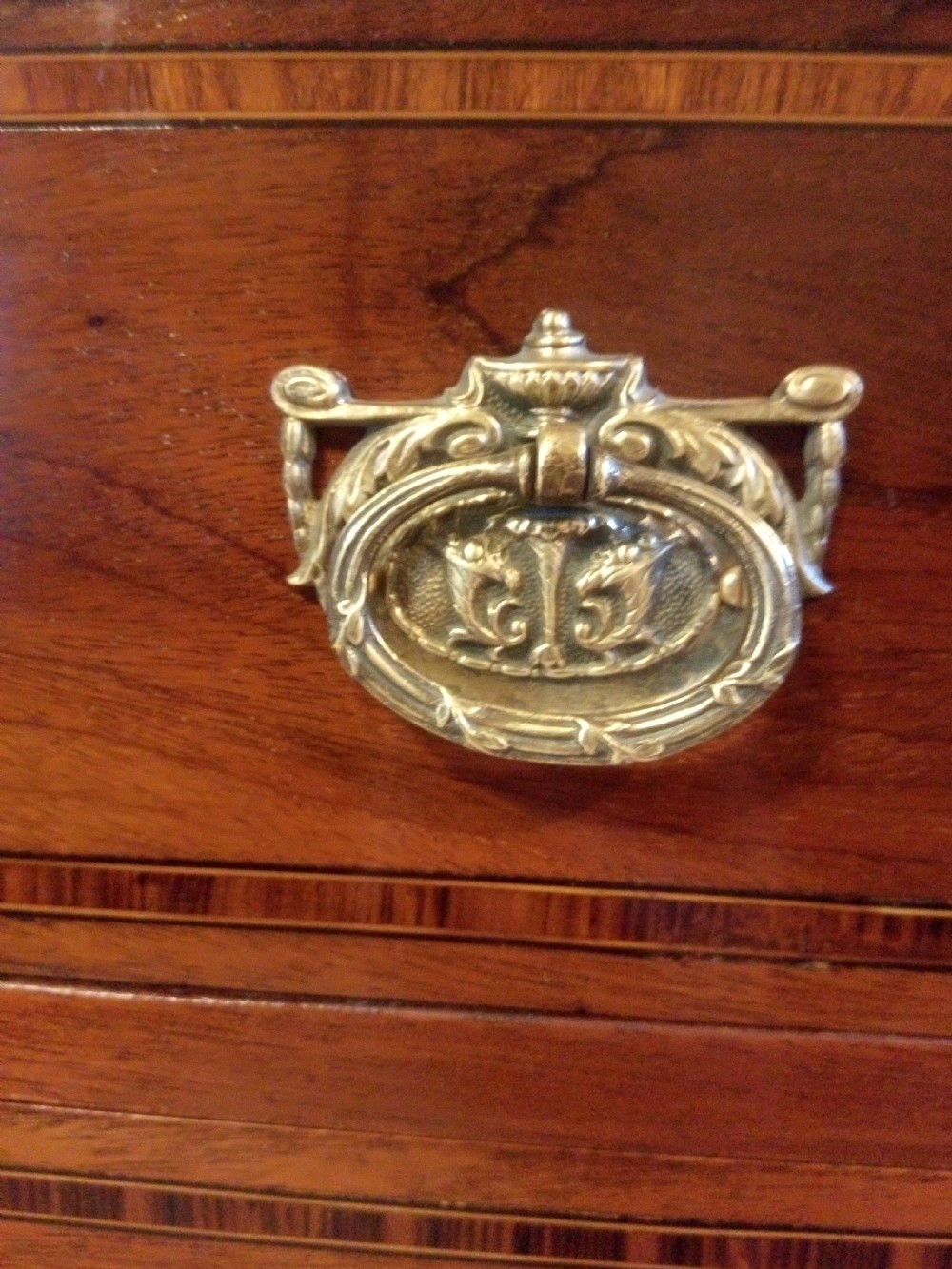 Super clean Mahogany inlaid chest circa 1900 View V