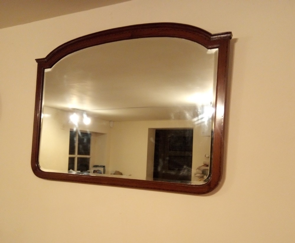Edwardian inlaid wall mirror, good shape and nice and clean View II