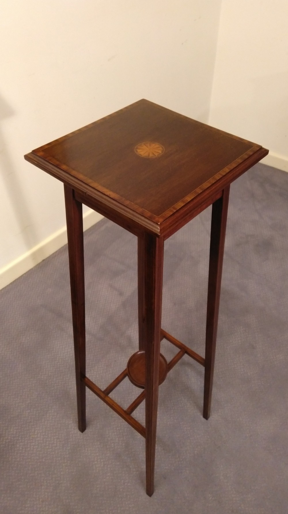 Edwardian Inlaid Mahogany Plant Stand.