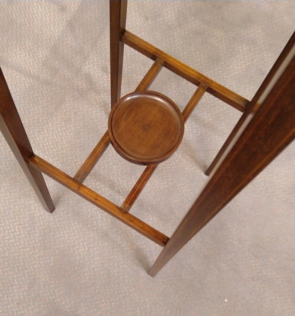 Edwardian Inlaid Mahogany Plant Stand. View III
