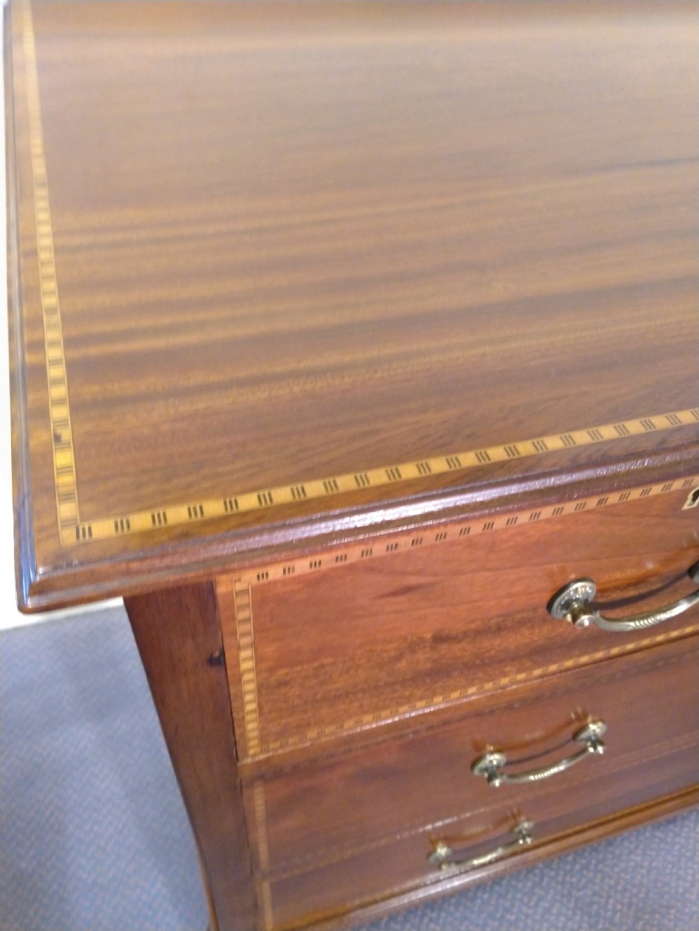 Inlaid Mahogany Chest of drawers, Excellent Condition. View II