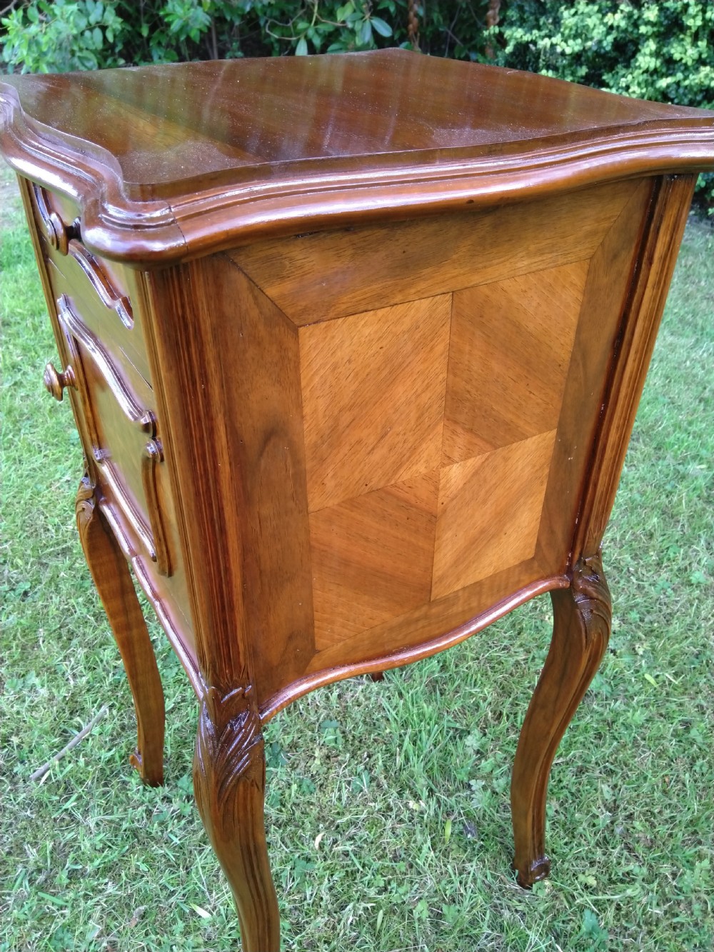A near pair of walnut bedside cabinets. French View IV
