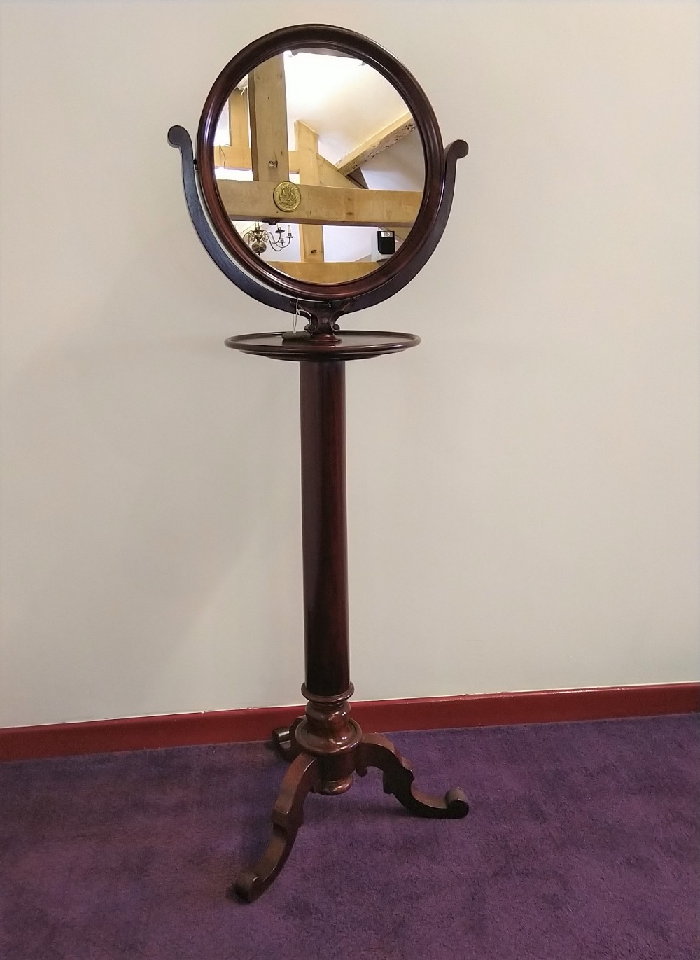 Quality 19th Century shaving or make up stand in mahogany.