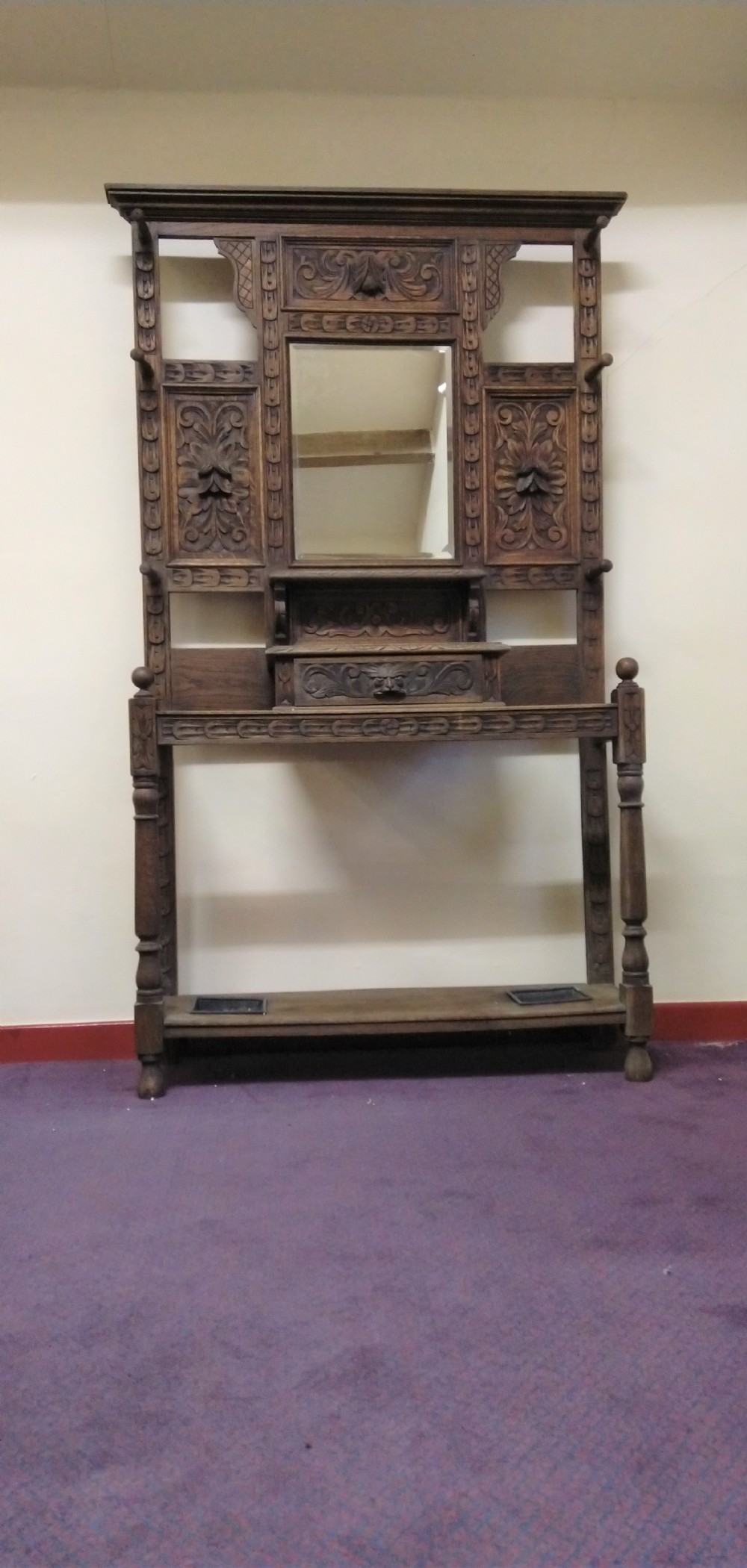 Carved Oak Hall Stand. C 1900