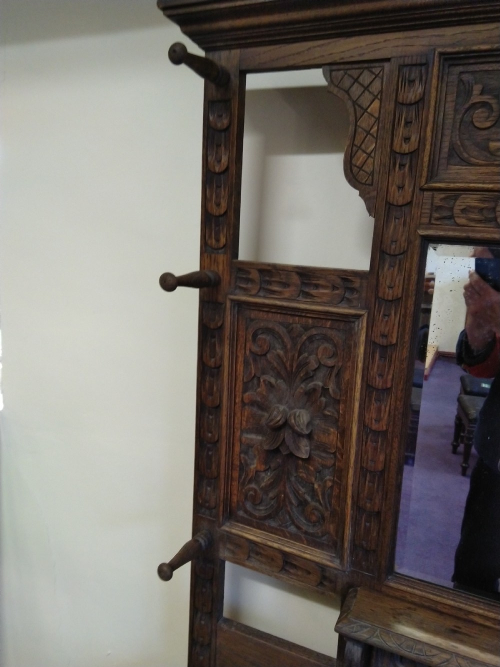 Carved Oak Hall Stand. C 1900 View III
