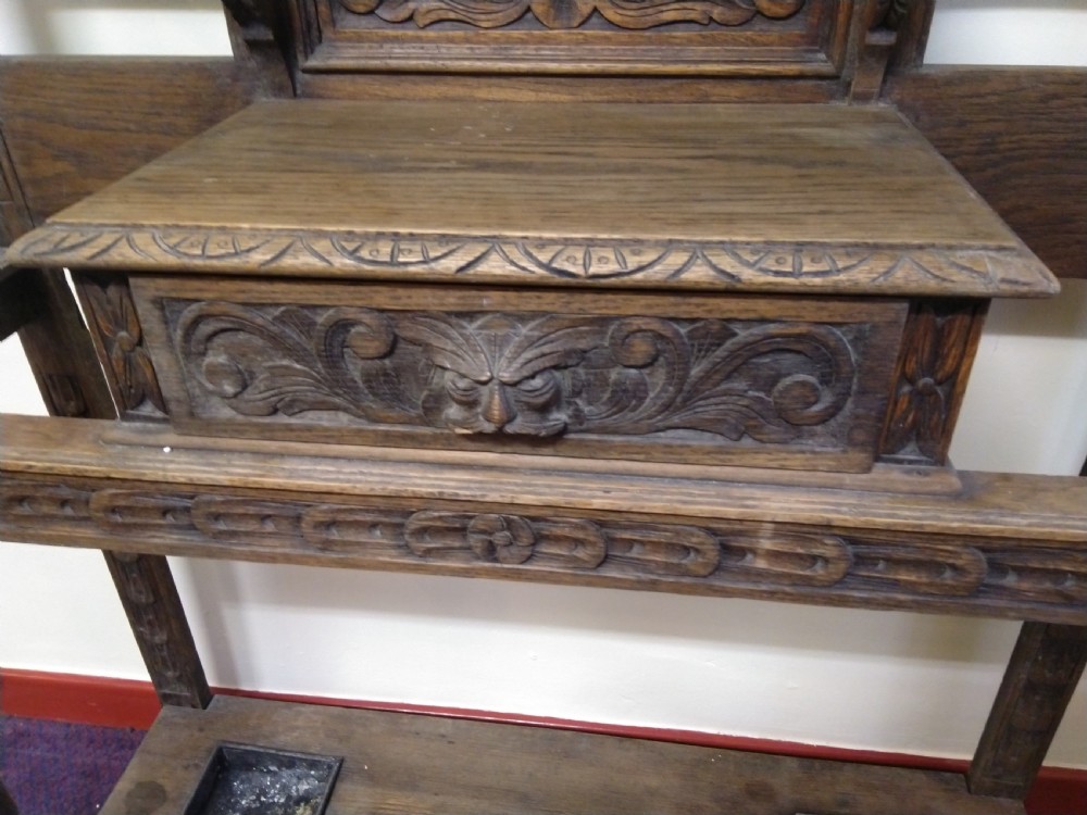 Carved Oak Hall Stand. C 1900 View IV