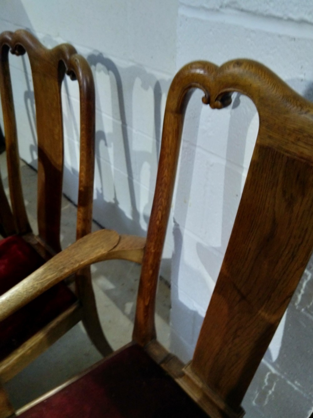 Set of six Queen Anne Oak Dining Chairs View III