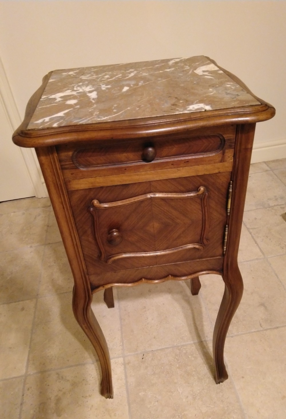 Walnut Bedside Cupboard / Cabinet. French Early 1900s View IV