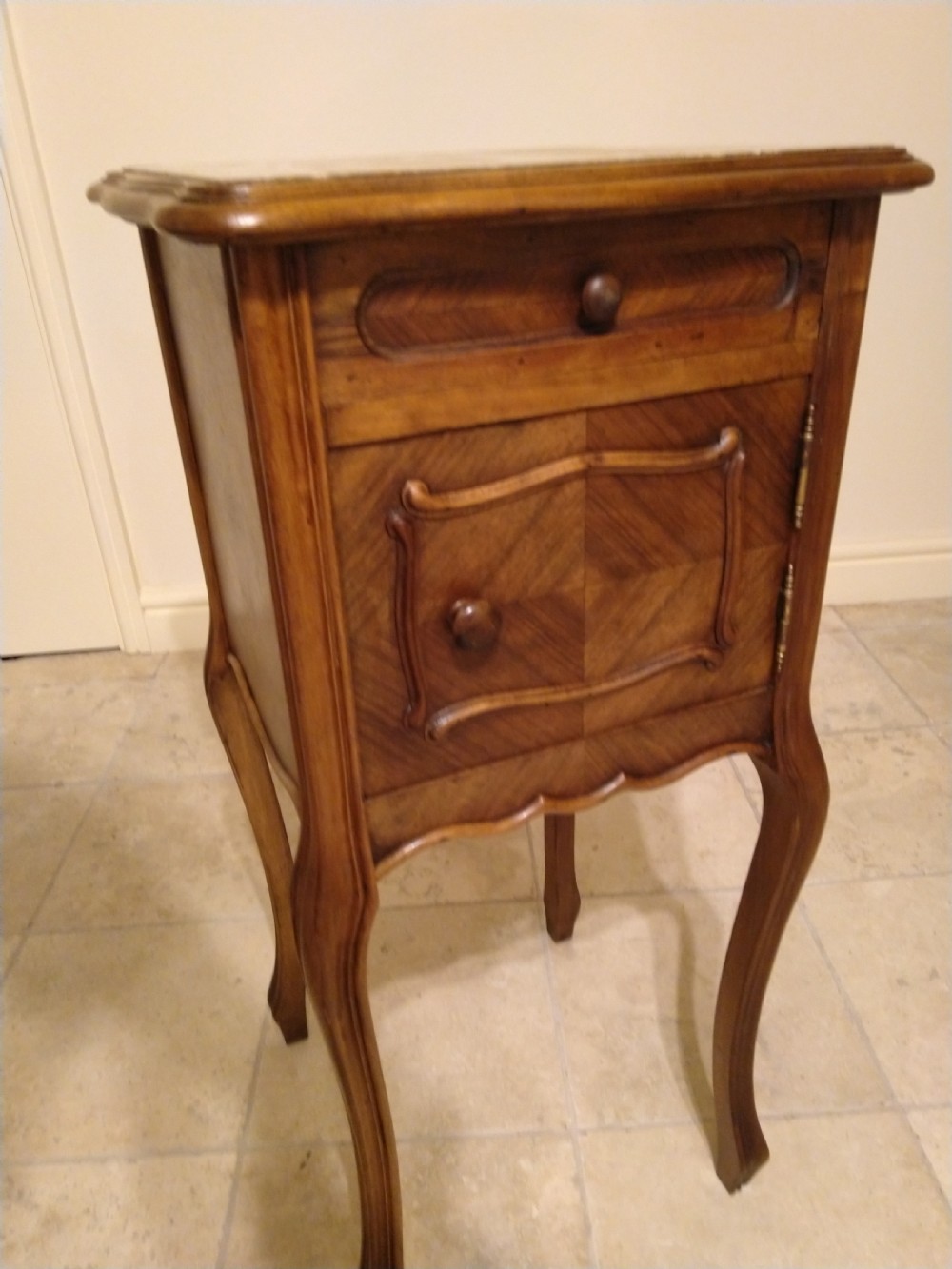 Walnut Bedside Cupboard / Cabinet. French Early 1900s View V