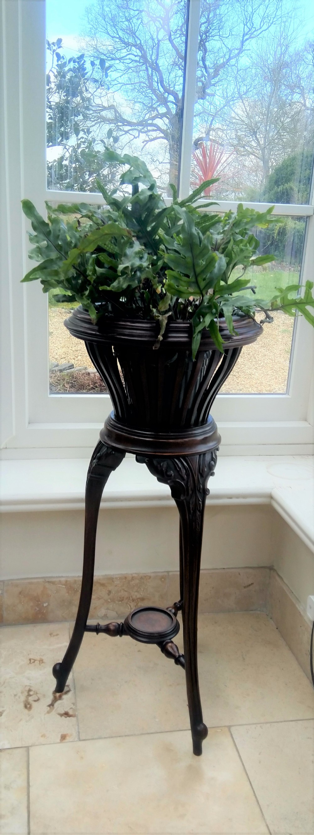 Rare Victorian basket Jardiniere on French Cabriole leg.