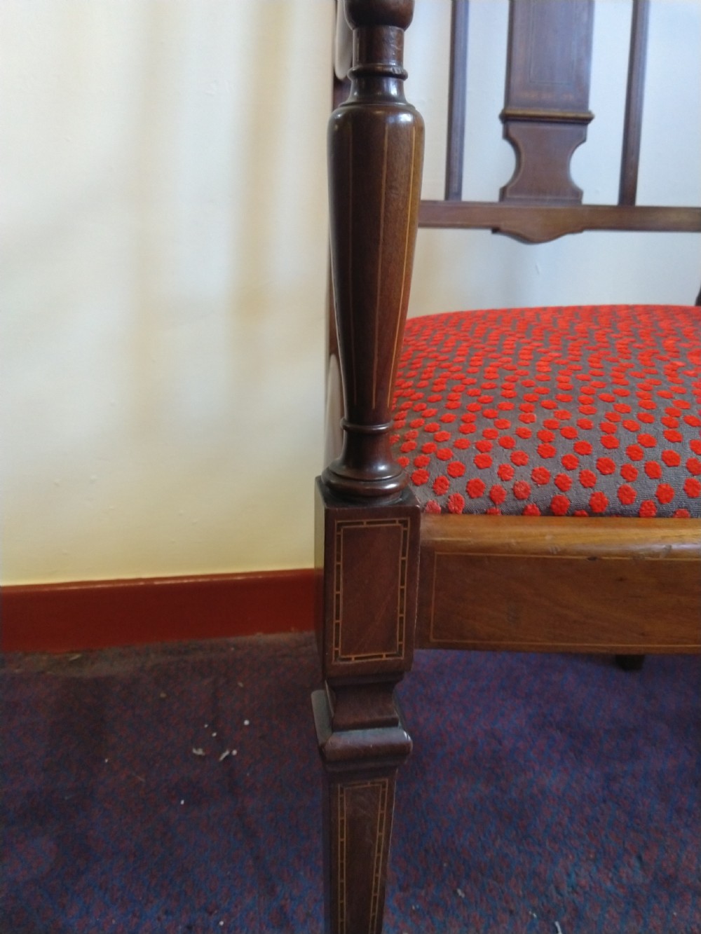Edwarian Inlaid Mahogany Elbow chair. View II