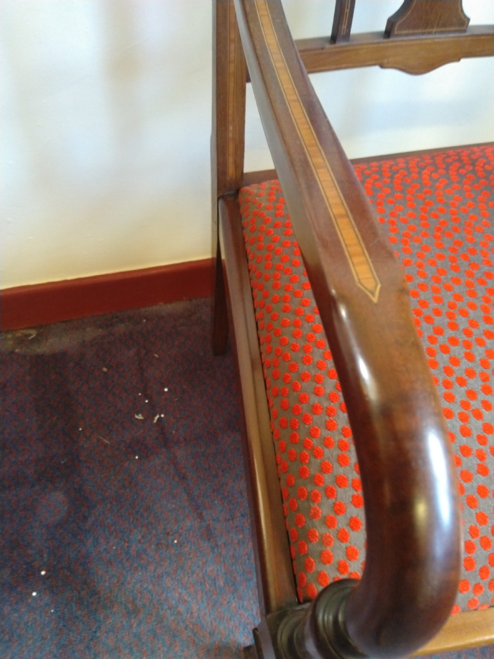Edwarian Inlaid Mahogany Elbow chair. View III