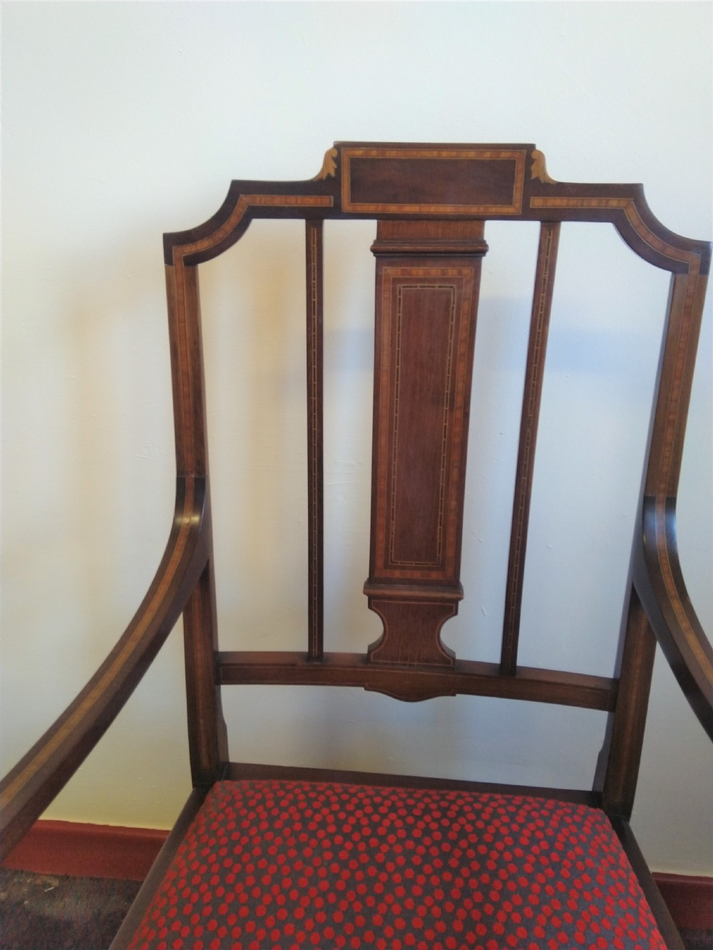 Edwarian Inlaid Mahogany Elbow chair. View IV