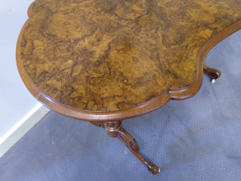 Burr walnut stretcher table, great colour and grain. View V