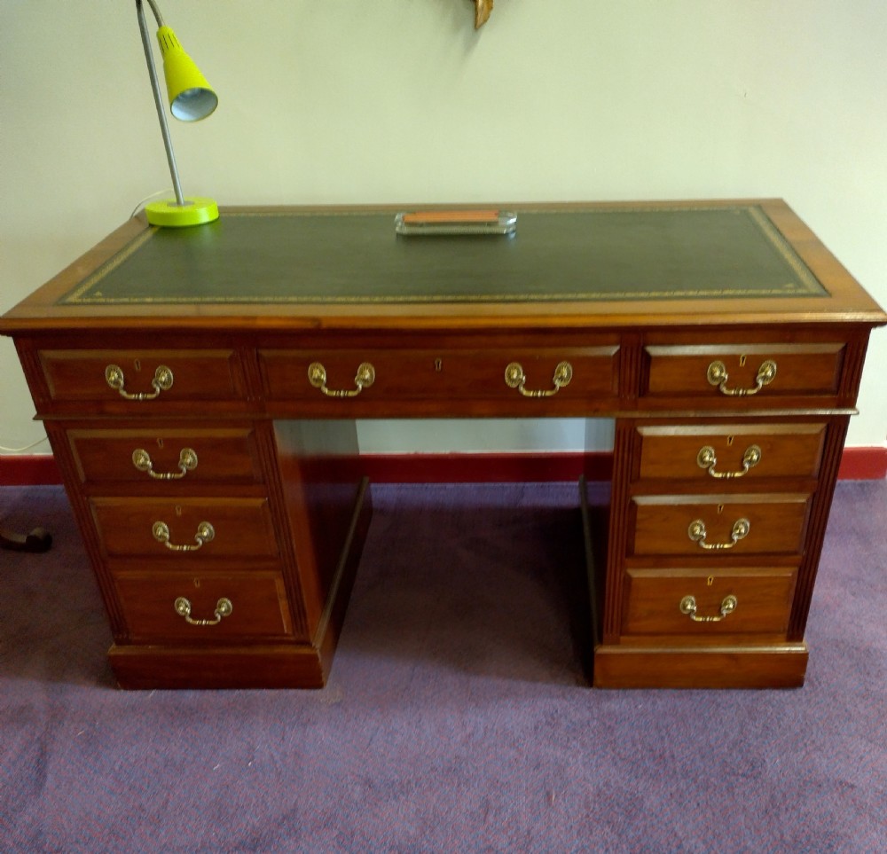 Impressive Walnut kneehole pedestal desk View IX