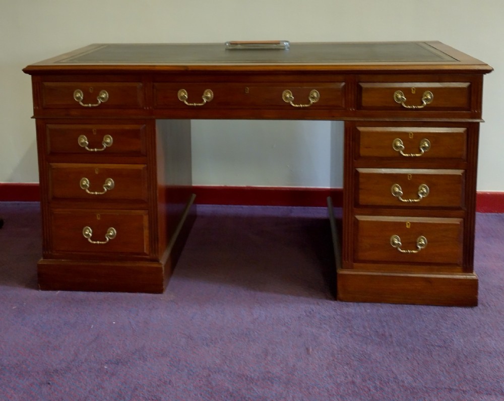 Impressive Walnut kneehole pedestal desk