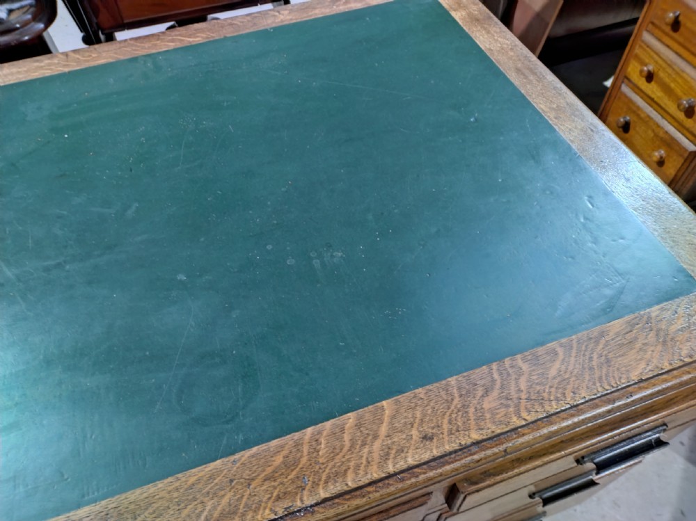 Light Oak single pedestal desk, unrestored View III