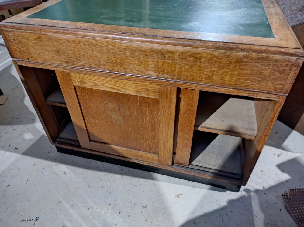 Light Oak single pedestal desk, unrestored View V