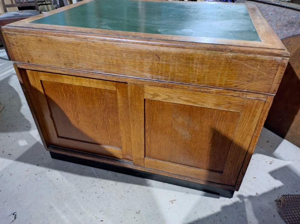 Light Oak single pedestal desk, unrestored View VI