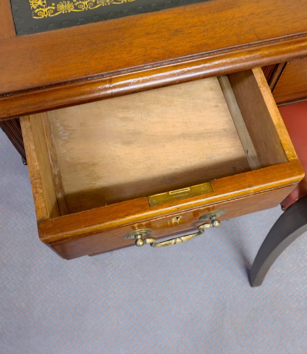 Mahogany Kneehole pedestal desk C 100yrs old. View VII