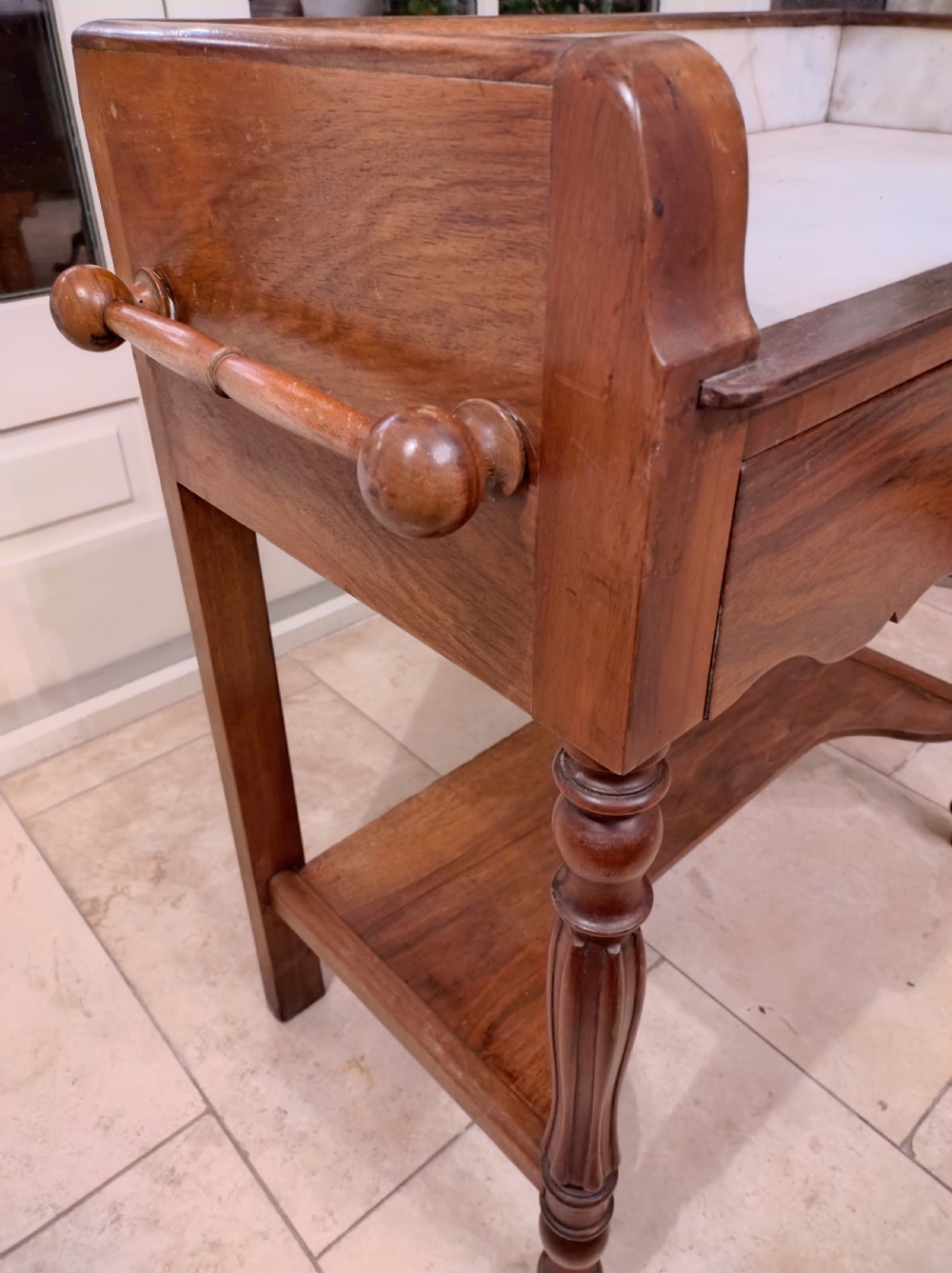 Pretty little Walnut Washstand with useful drawer View VI