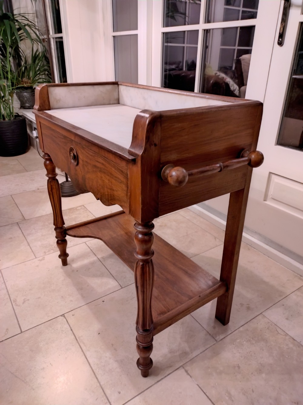 Pretty little Walnut Washstand with useful drawer View VII