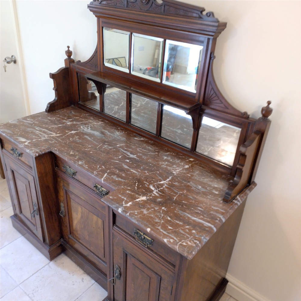 Quality walnut server or sideboard circa 1900.  View VIII