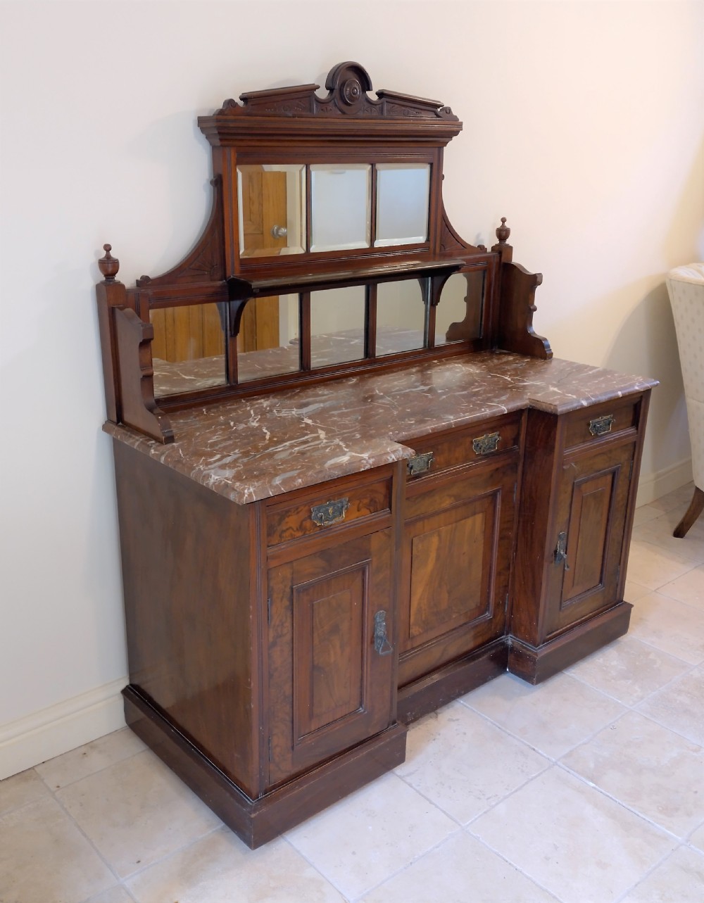Quality walnut server or sideboard circa 1900.  View IX
