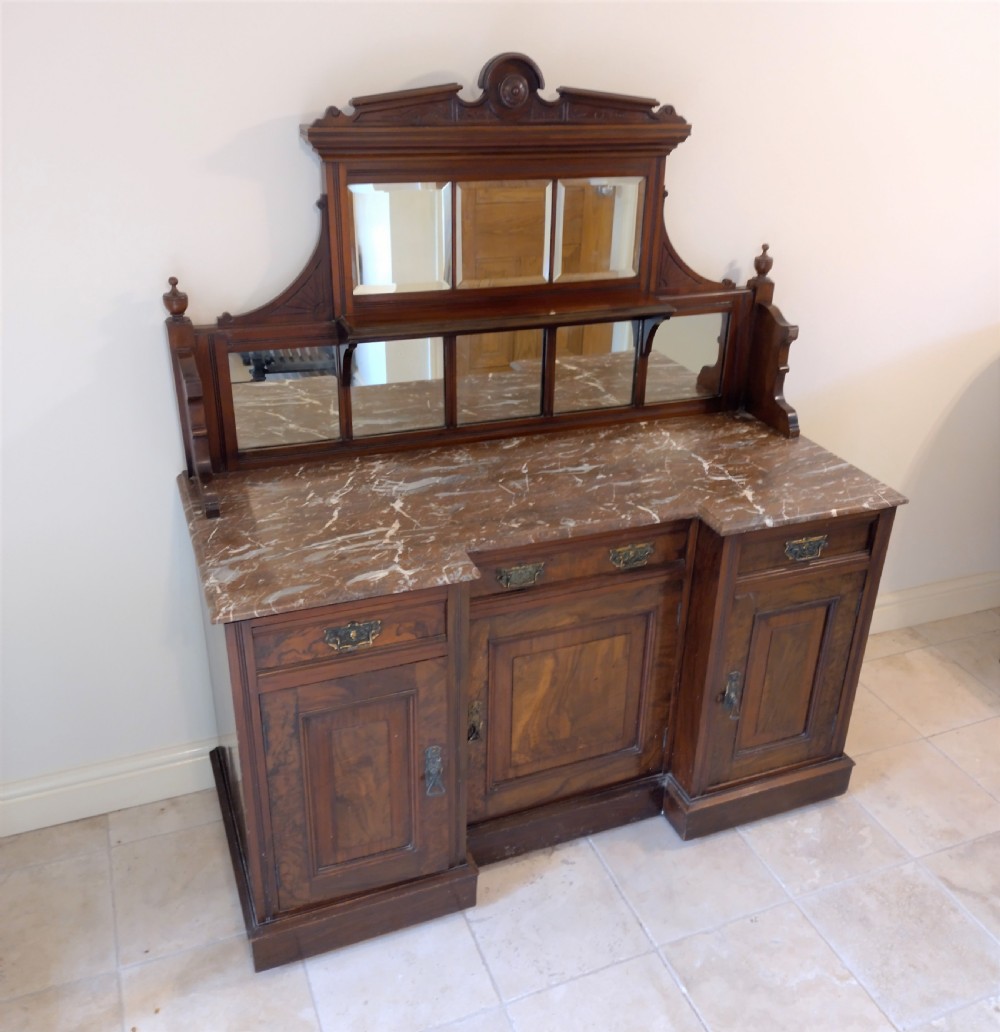 Quality walnut server or sideboard circa 1900.  View X