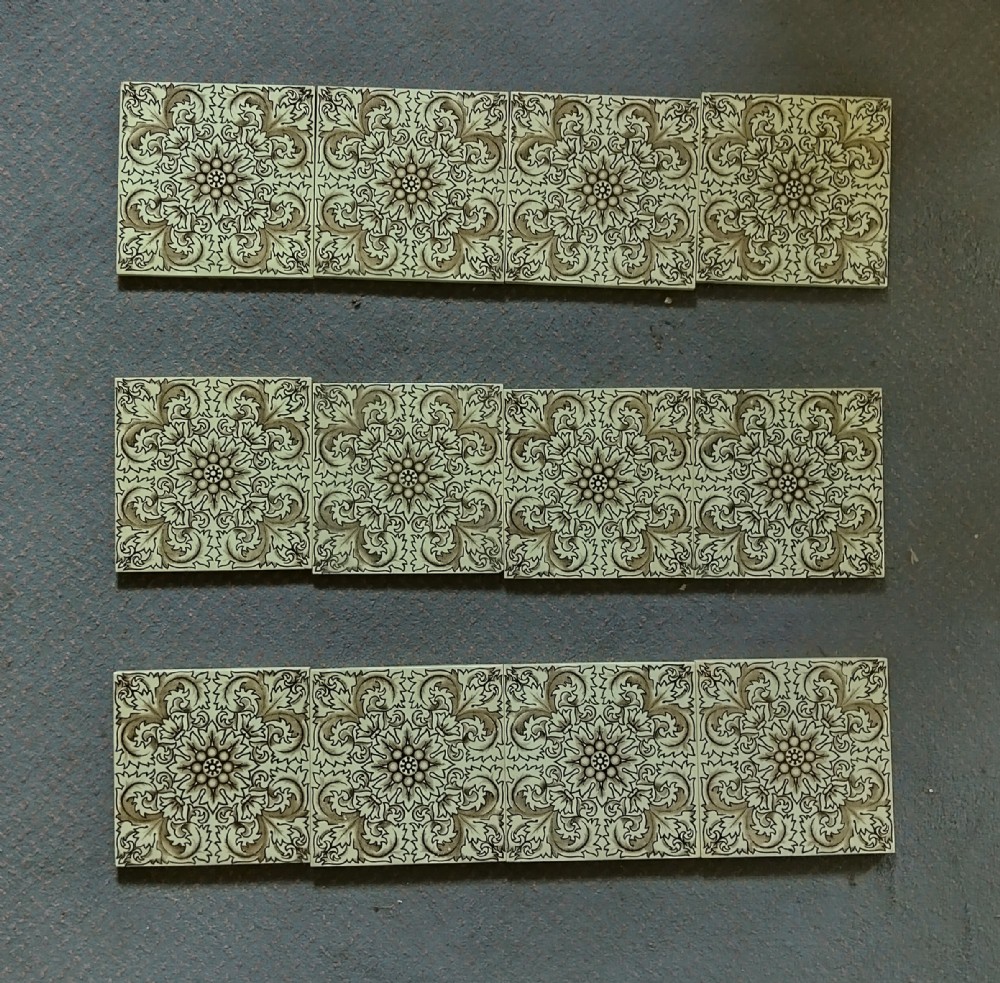 Rare set of 12 ceramic tiles circa 1900. 