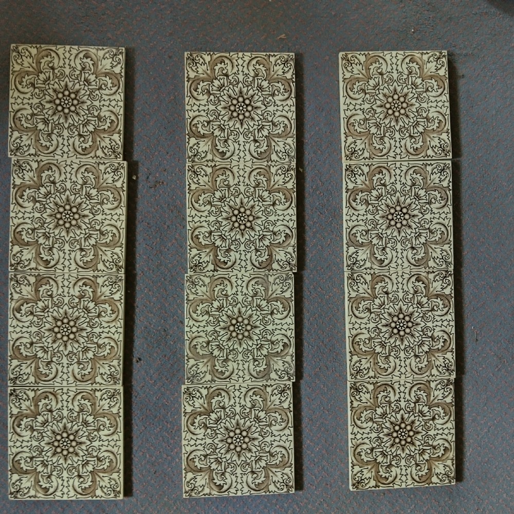 Rare set of 12 ceramic tiles circa 1900.  View II