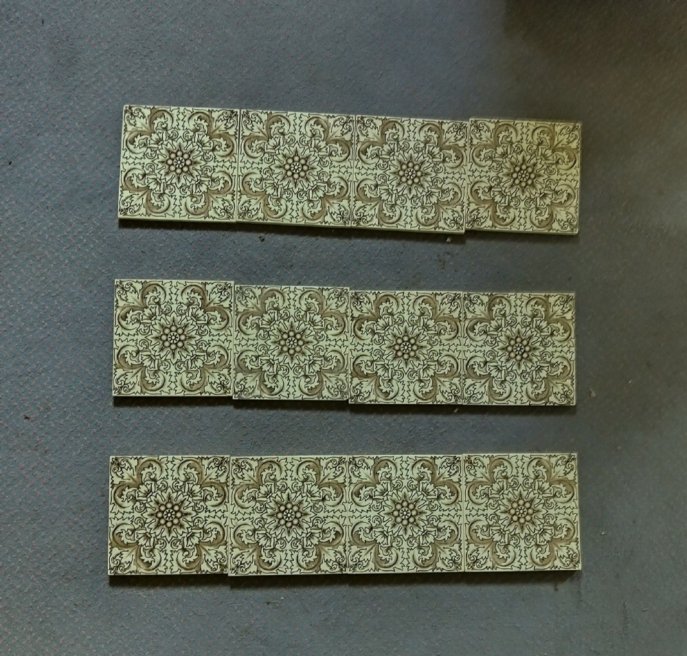 Rare set of 12 ceramic tiles circa 1900.  View IV