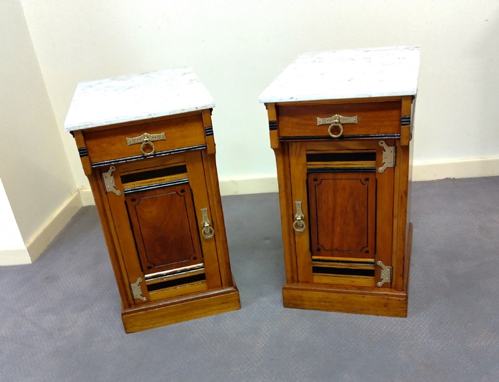 Impressive pair of Bedside Cabinets / Cupboards in Arts and Crafts Style.  View VII