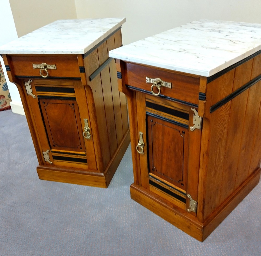 Impressive pair of Bedside Cabinets / Cupboards in Arts and Crafts Style.  View III