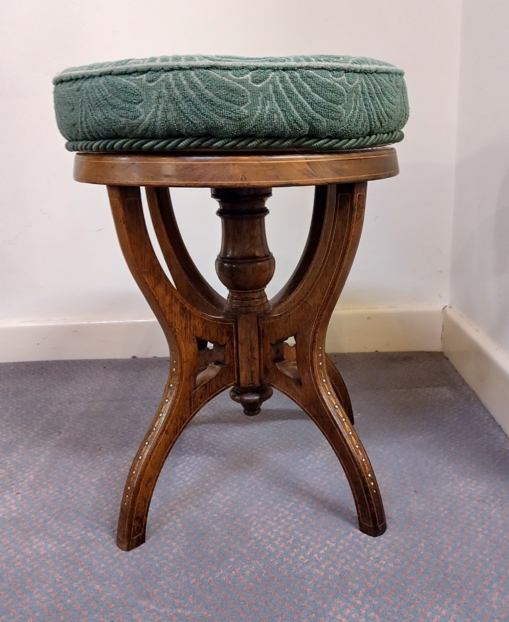 Lovely quality, fine inlaid Rosewood stool. View II