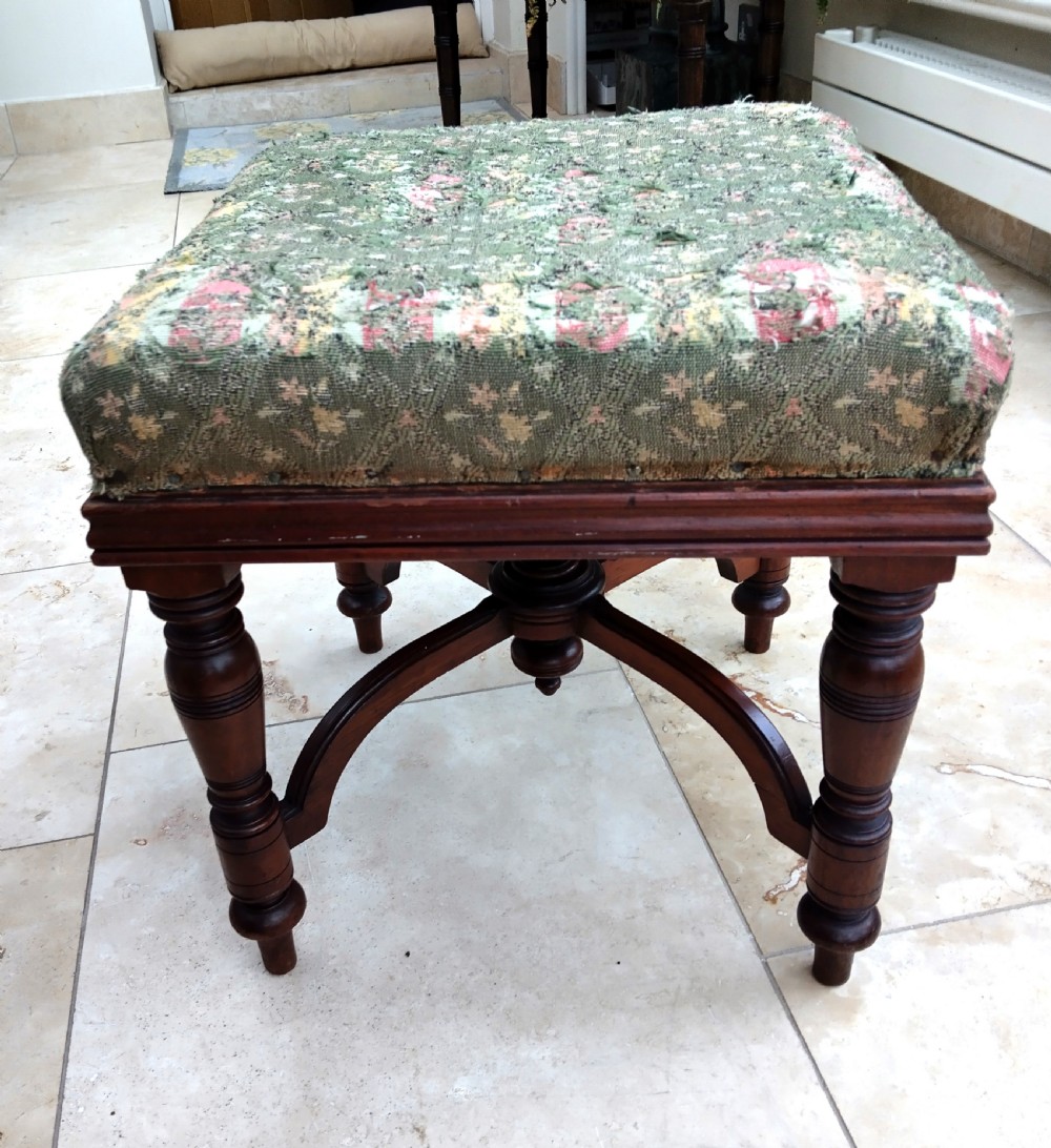 tidy walnut stool from circa 1900. View II
