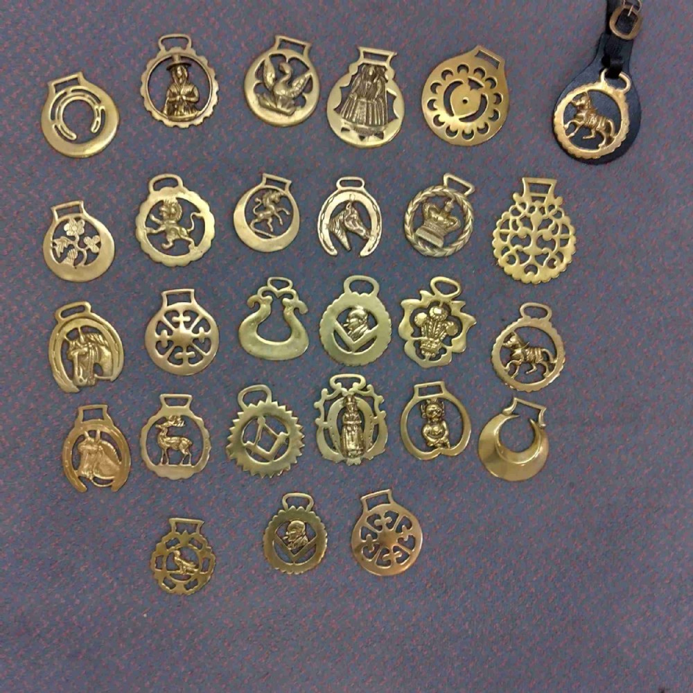 Collection of 27 horse brasses, 1800s and later