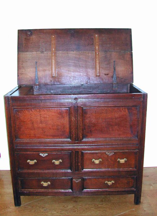 ANTIQUE 18THC OAK FURNITURE JOINED LIDDED CHEST WITH DRAWERS ENGLISH C174060 - ADDITIONAL PHOTO 2
