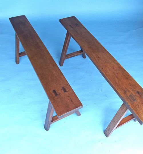 PR OF 19THC SMALL COUNTRY FURNITURE FRUITWOOD WINDOW BENCHES FRENCH C186080 - ADDITIONAL PHOTO 1