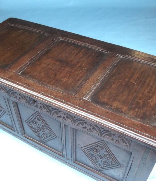 ANTIQUE FURNITURE OAK 17THC JOYNED CHARLES 1 COFFER ENGLISH C162549 - ADDITIONAL PHOTO 3