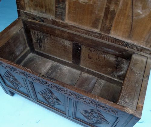ANTIQUE FURNITURE OAK 17THC JOYNED CHARLES 1 COFFER ENGLISH C162549 - ADDITIONAL PHOTO 4