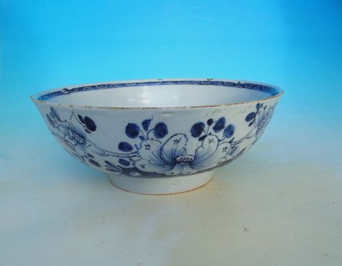 A MID 18THC ANTIQUE POTTERY DELFTWARE PUNCH BOWL ENGLISH C174050 - ADDITIONAL PHOTO 3
