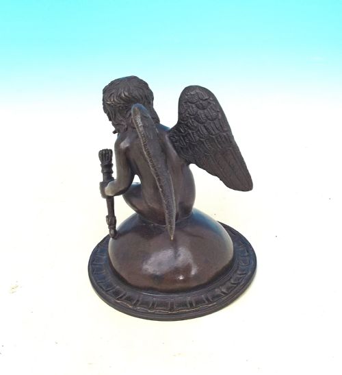 19THC BRONZE ANGEL HOLDING A QUIVER FULL OF ARROWS CONTINENTAL C184060 - ADDITIONAL PHOTO 1