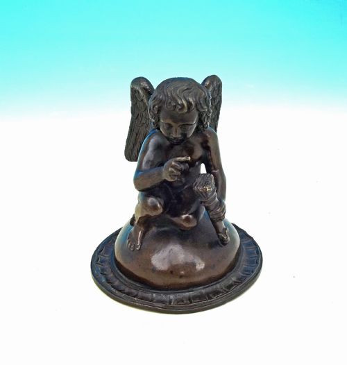 19THC BRONZE ANGEL HOLDING A QUIVER FULL OF ARROWS CONTINENTAL C184060 - ADDITIONAL PHOTO 2