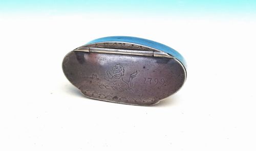 ANTIQUE METALWARE 18THC PEWTER SNUFF BOX INITIALED RLM AND DATED 1799 ENGLISH 18THC - ADDITIONAL PHOTO 1