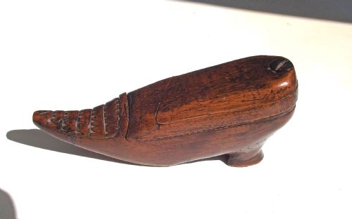 ANTIQUE TREEN 19THC FRUITWOOD PUZZLE SHOE SNUFF BOX FRENCH C184060 - ADDITIONAL PHOTO 1