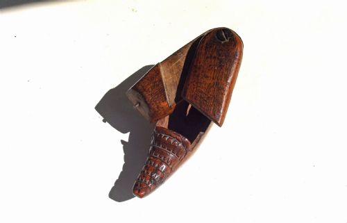 ANTIQUE TREEN 19THC FRUITWOOD PUZZLE SHOE SNUFF BOX FRENCH C184060 - ADDITIONAL PHOTO 3