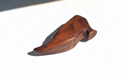 ANTIQUE TREEN 19THC FRUITWOOD PUZZLE SHOE SNUFF BOX FRENCH C184060 - ADDITIONAL PHOTO 5