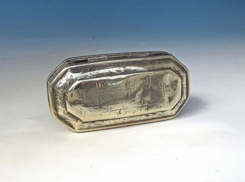 early metalware 19thc brass tobacco box engraved jthomas welsh beaumares 1802 - CATEGORY: ANTIQUE BOXES - DATED 19TH CENTURY